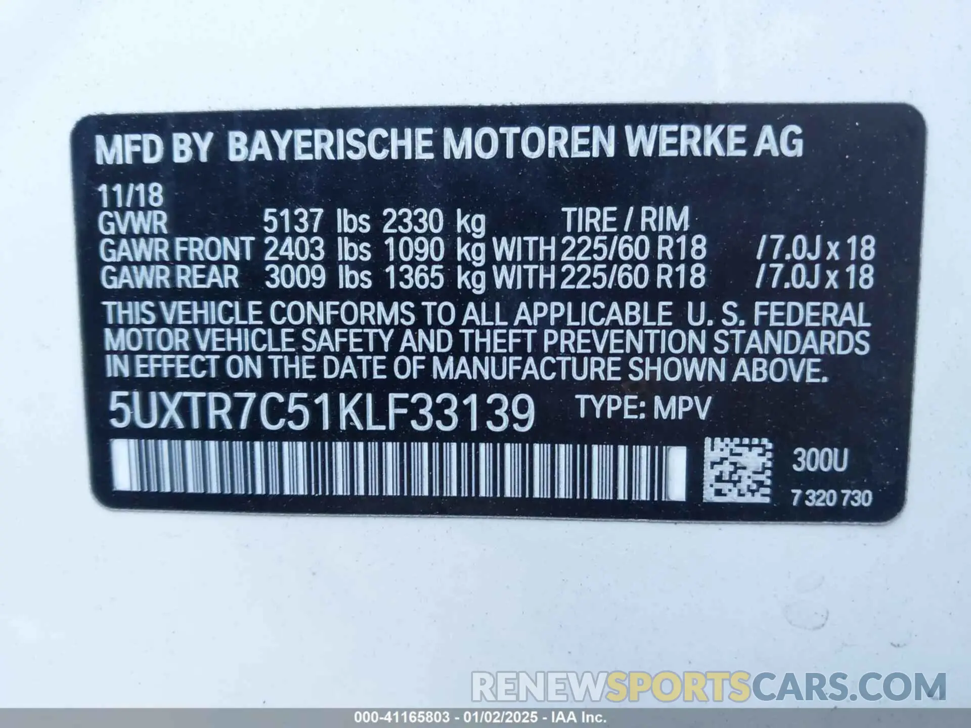 9 fotografías del automóvil dañado 5UXTR7C51KLF33139 BMW X3 2019