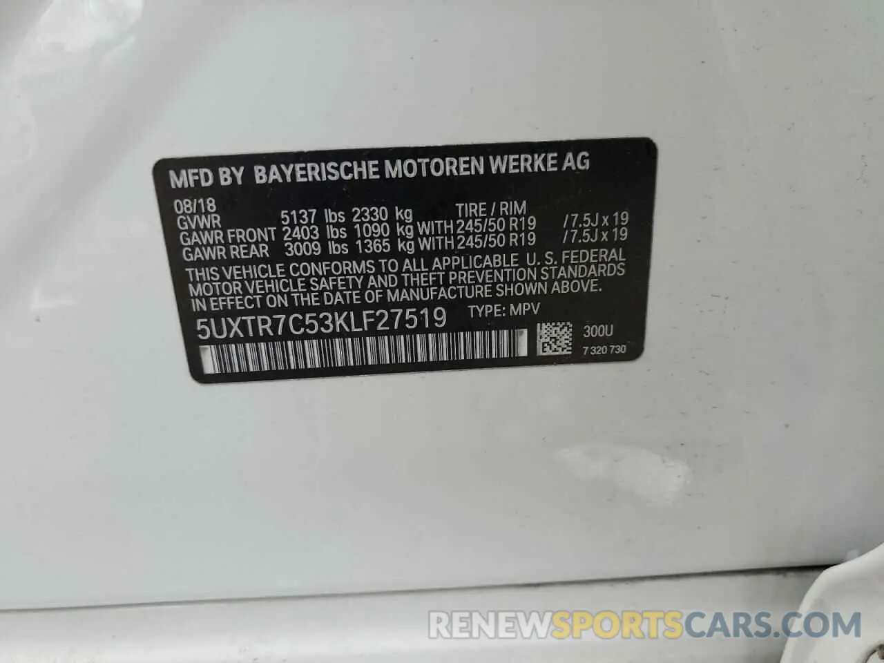 13 fotografías del automóvil dañado 5UXTR7C53KLF27519 BMW X3 2019