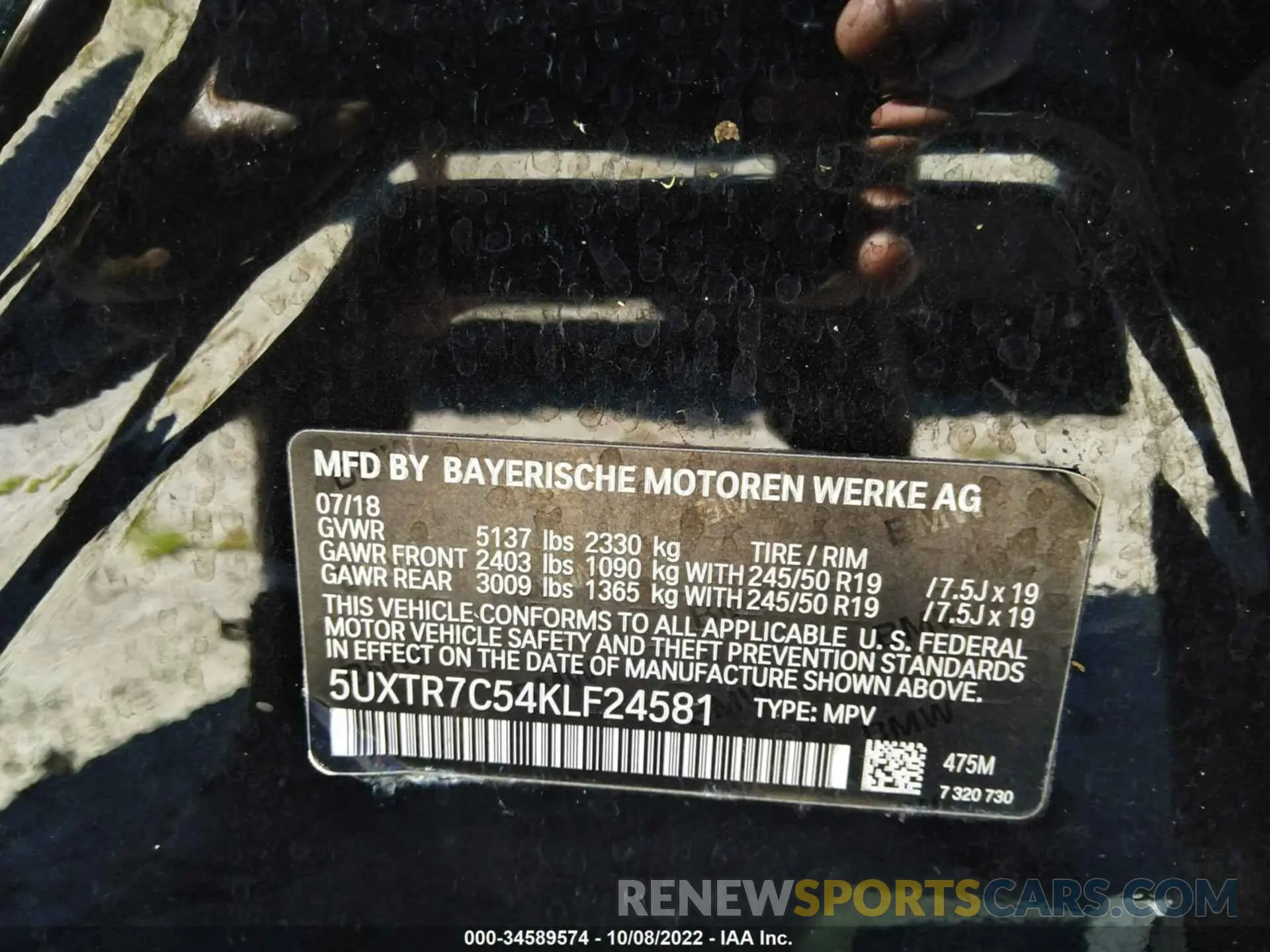 9 fotografías del automóvil dañado 5UXTR7C54KLF24581 BMW X3 2019