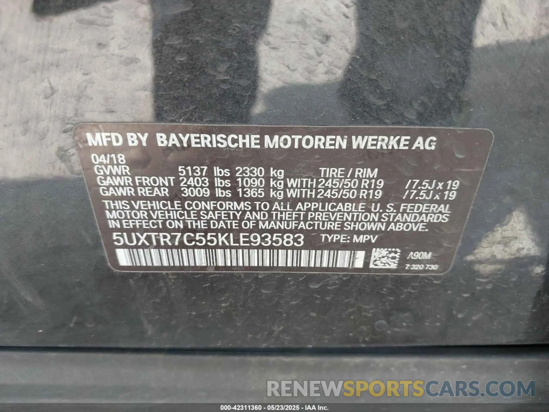 9 fotografías del automóvil dañado 5UXTR7C55KLE93583 BMW X3 2019