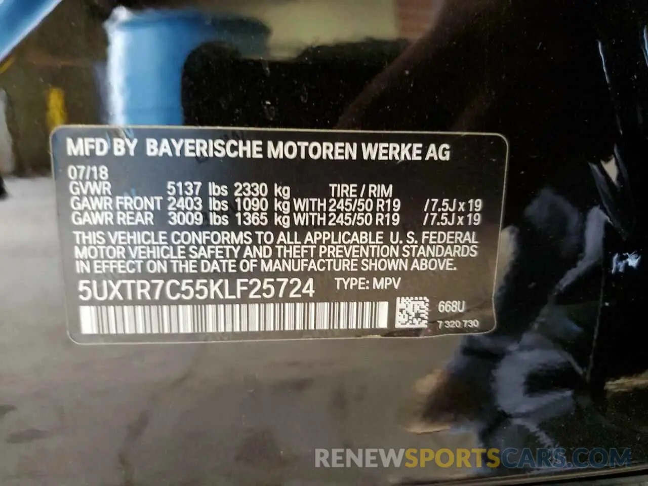 12 fotografías del automóvil dañado 5UXTR7C55KLF25724 BMW X3 2019