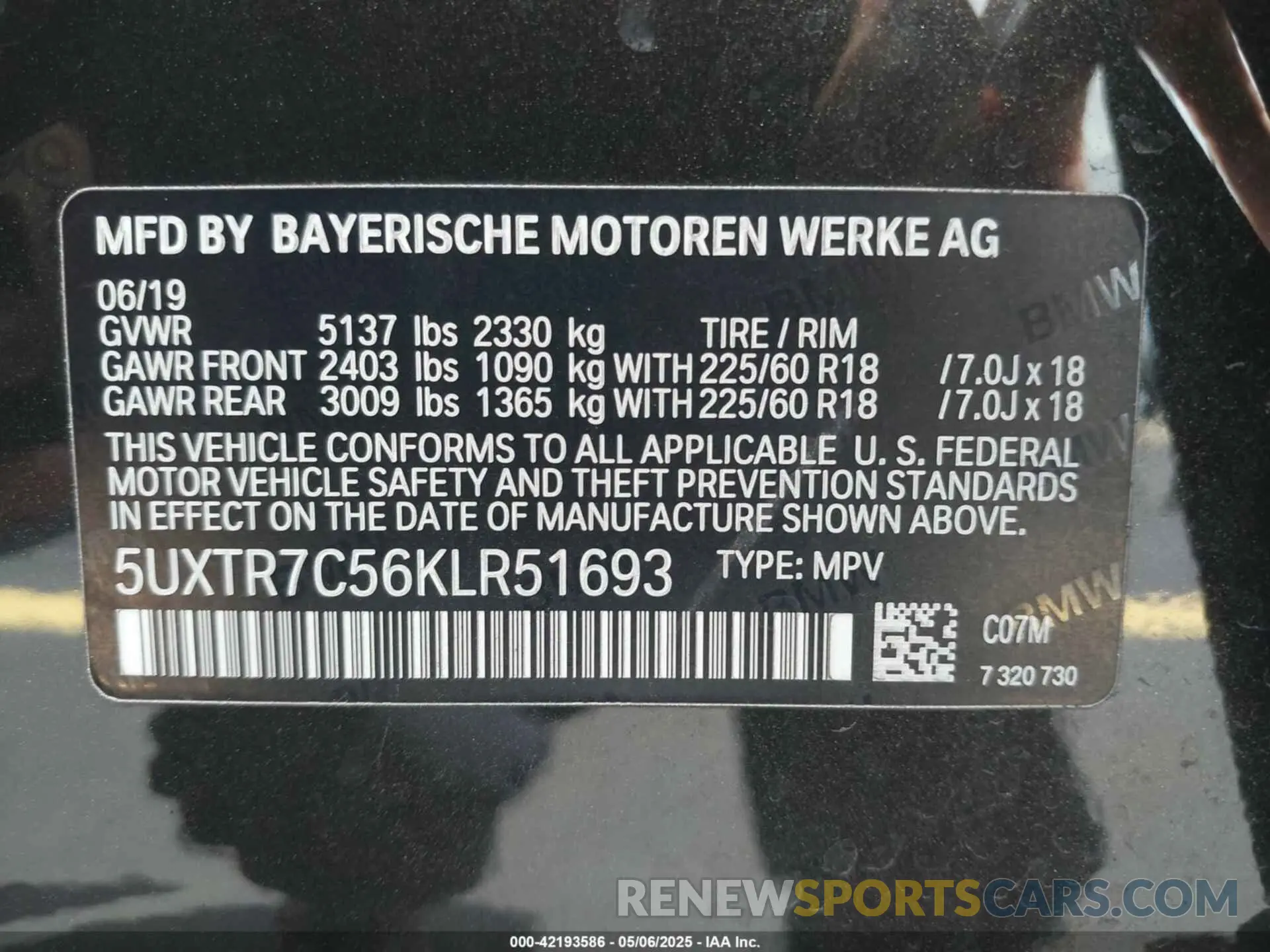 9 fotografías del automóvil dañado 5UXTR7C56KLR51693 BMW X3 2019