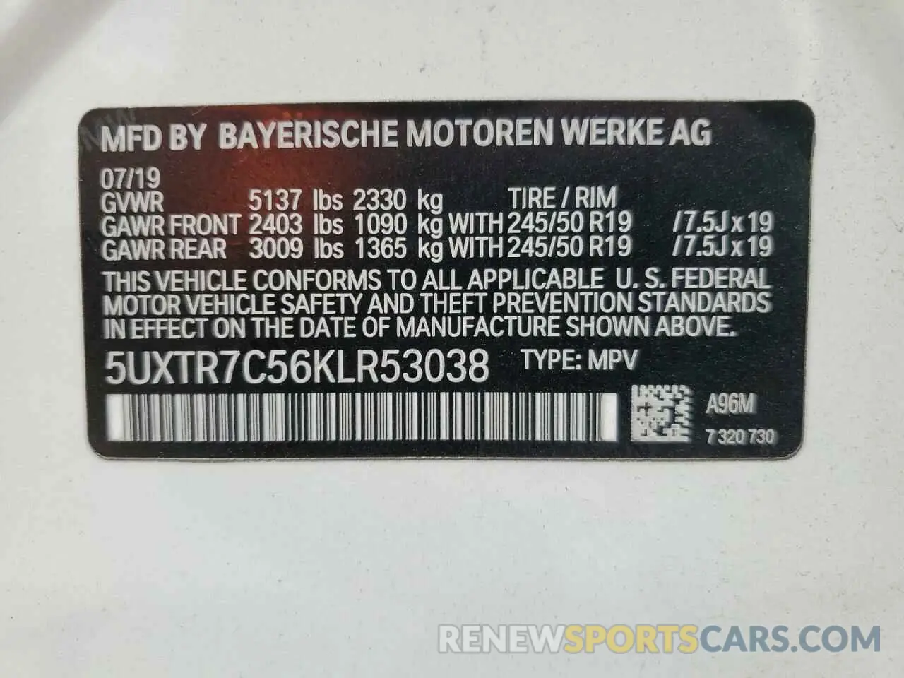 13 fotografías del automóvil dañado 5UXTR7C56KLR53038 BMW X3 2019