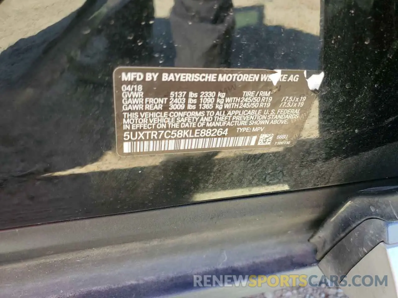 13 fotografías del automóvil dañado 5UXTR7C58KLE88264 BMW X3 2019