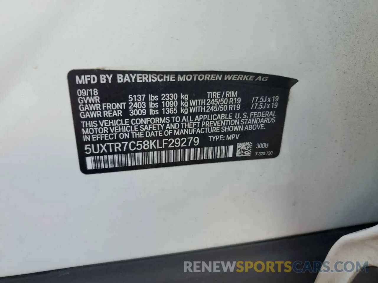 13 fotografías del automóvil dañado 5UXTR7C58KLF29279 BMW X3 2019