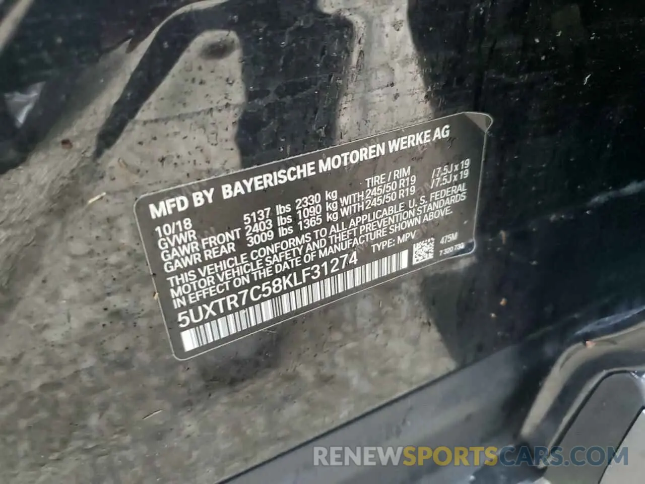 13 fotografías del automóvil dañado 5UXTR7C58KLF31274 BMW X3 2019