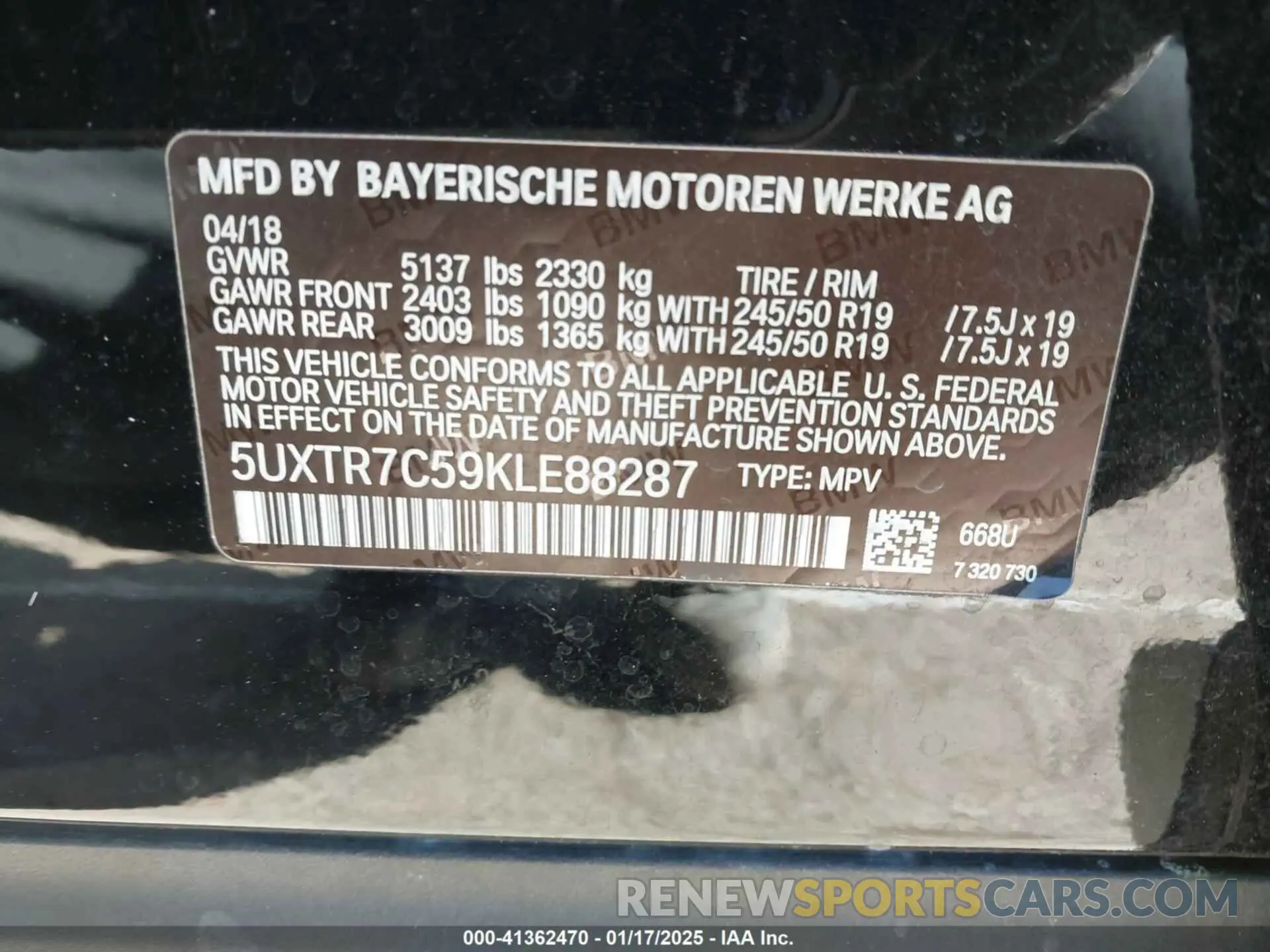 9 fotografías del automóvil dañado 5UXTR7C59KLE88287 BMW X3 2019