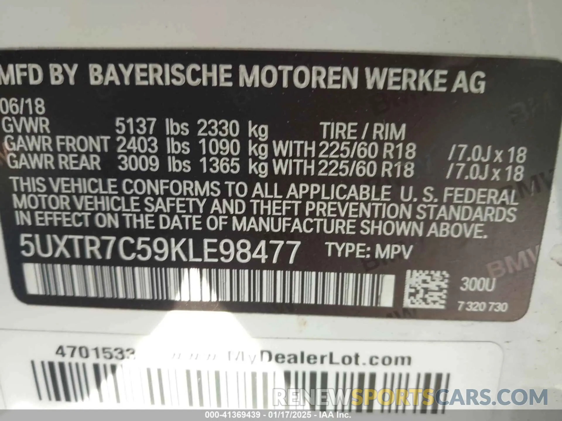 9 fotografías del automóvil dañado 5UXTR7C59KLE98477 BMW X3 2019