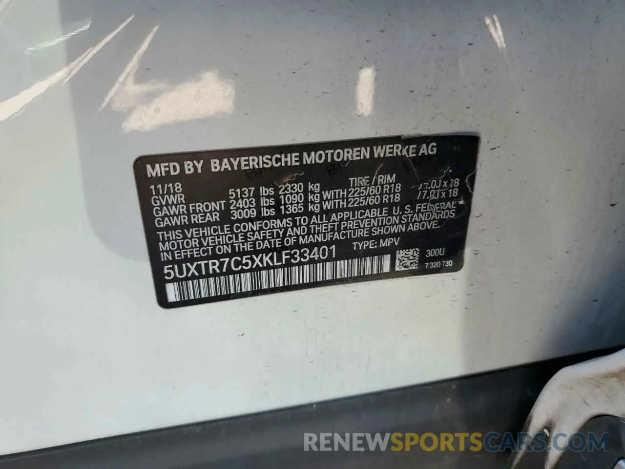 13 fotografías del automóvil dañado 5UXTR7C5XKLF33401 BMW X3 2019