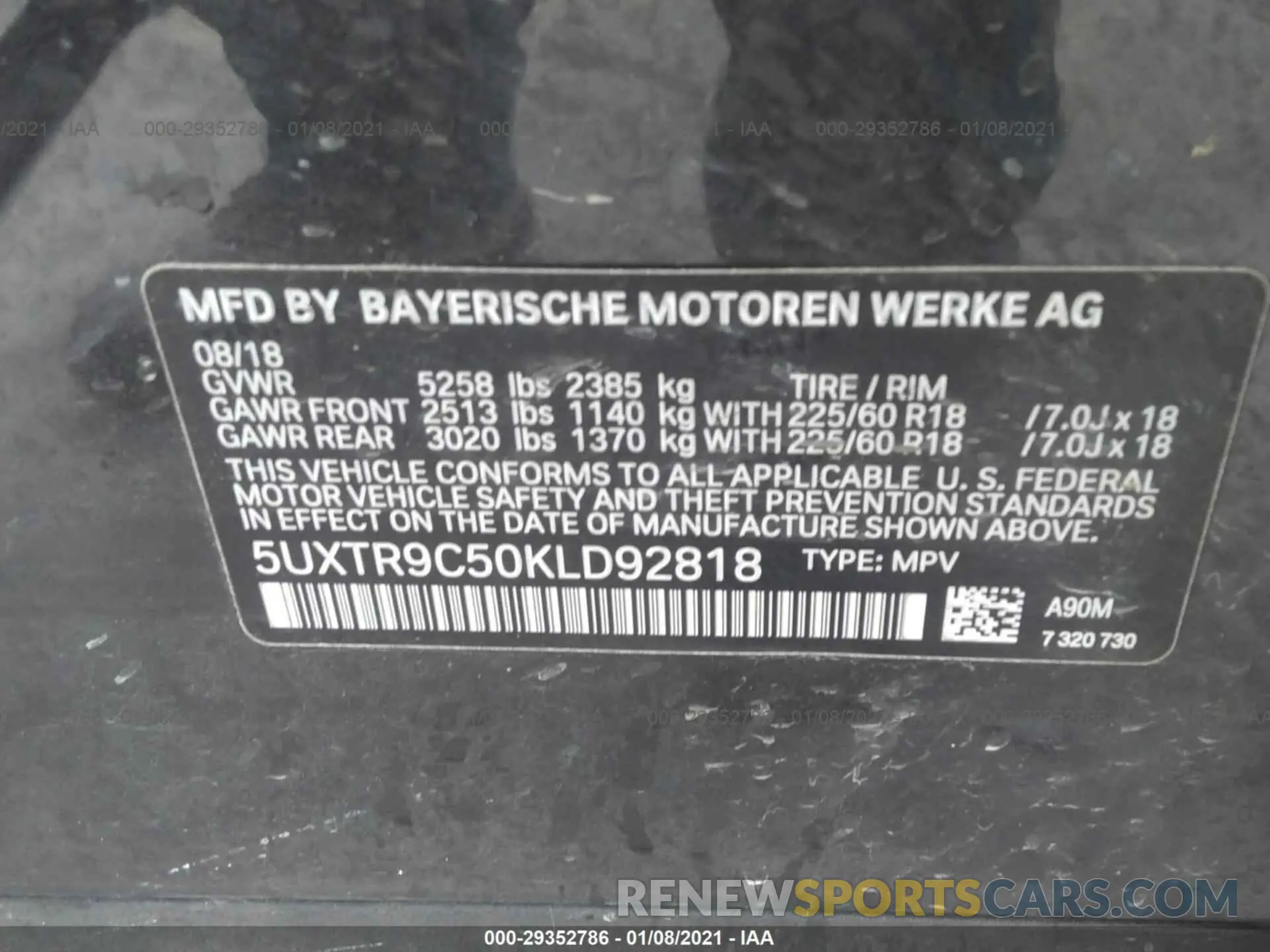 9 fotografías del automóvil dañado 5UXTR9C50KLD92818 BMW X3 2019