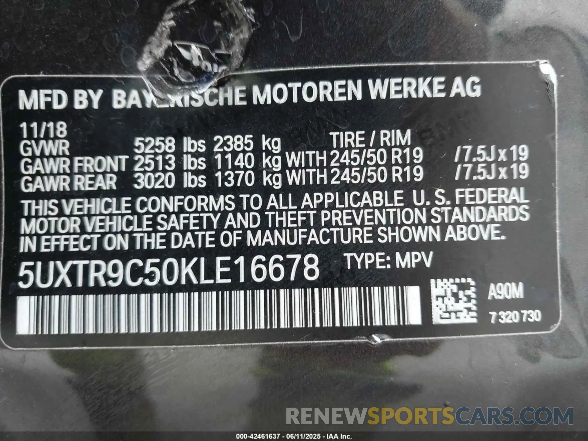9 fotografías del automóvil dañado 5UXTR9C50KLE16678 BMW X3 2019