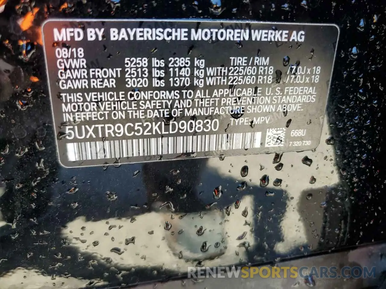 13 fotografías del automóvil dañado 5UXTR9C52KLD90830 BMW X3 2019