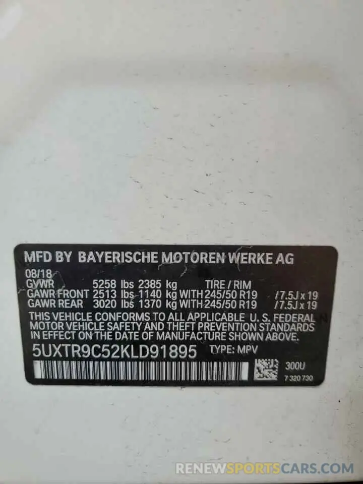 13 fotografías del automóvil dañado 5UXTR9C52KLD91895 BMW X3 2019