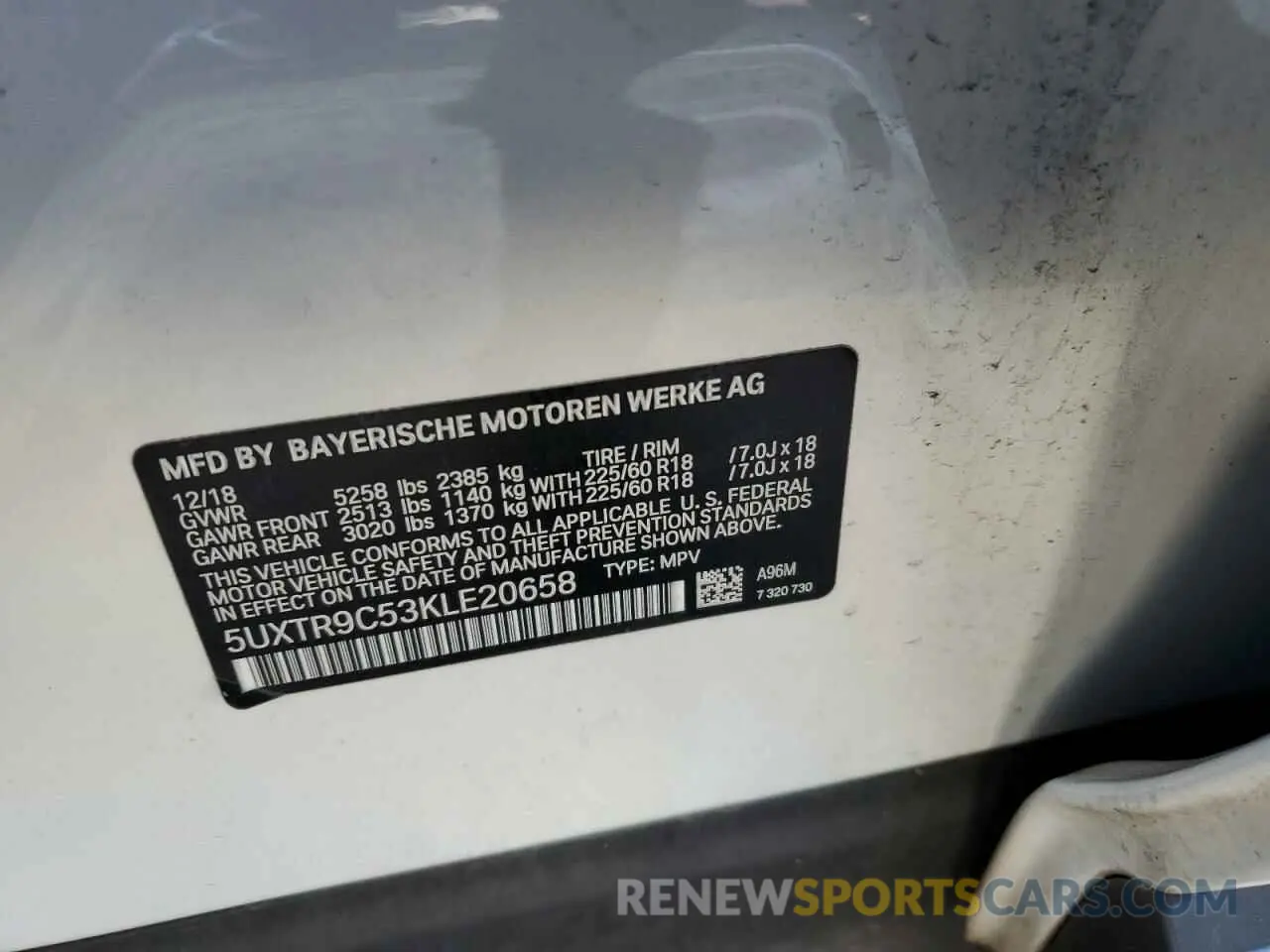 13 fotografías del automóvil dañado 5UXTR9C53KLE20658 BMW X3 2019