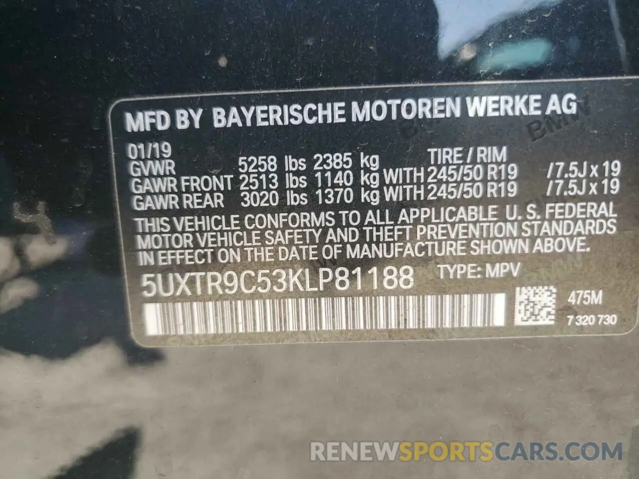 13 fotografías del automóvil dañado 5UXTR9C53KLP81188 BMW X3 2019