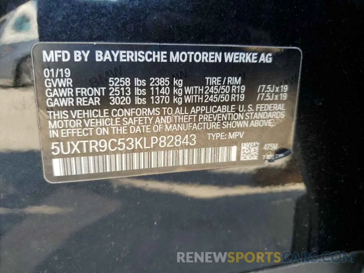 14 fotografías del automóvil dañado 5UXTR9C53KLP82843 BMW X3 2019