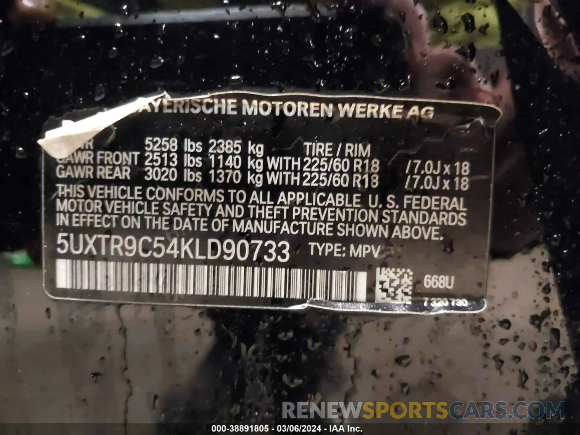 9 fotografías del automóvil dañado 5UXTR9C54KLD90733 BMW X3 2019