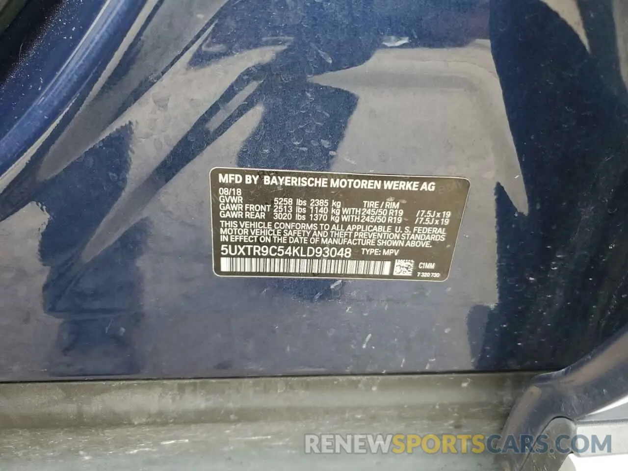 12 fotografías del automóvil dañado 5UXTR9C54KLD93048 BMW X3 2019