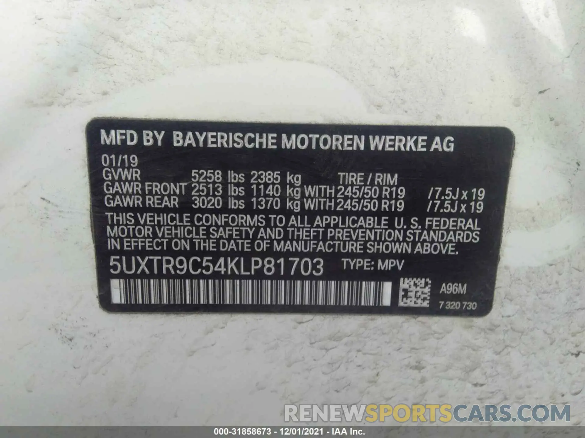 9 fotografías del automóvil dañado 5UXTR9C54KLP81703 BMW X3 2019