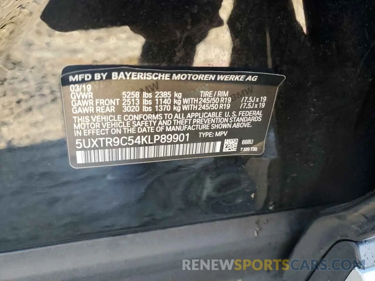 14 fotografías del automóvil dañado 5UXTR9C54KLP89901 BMW X3 2019