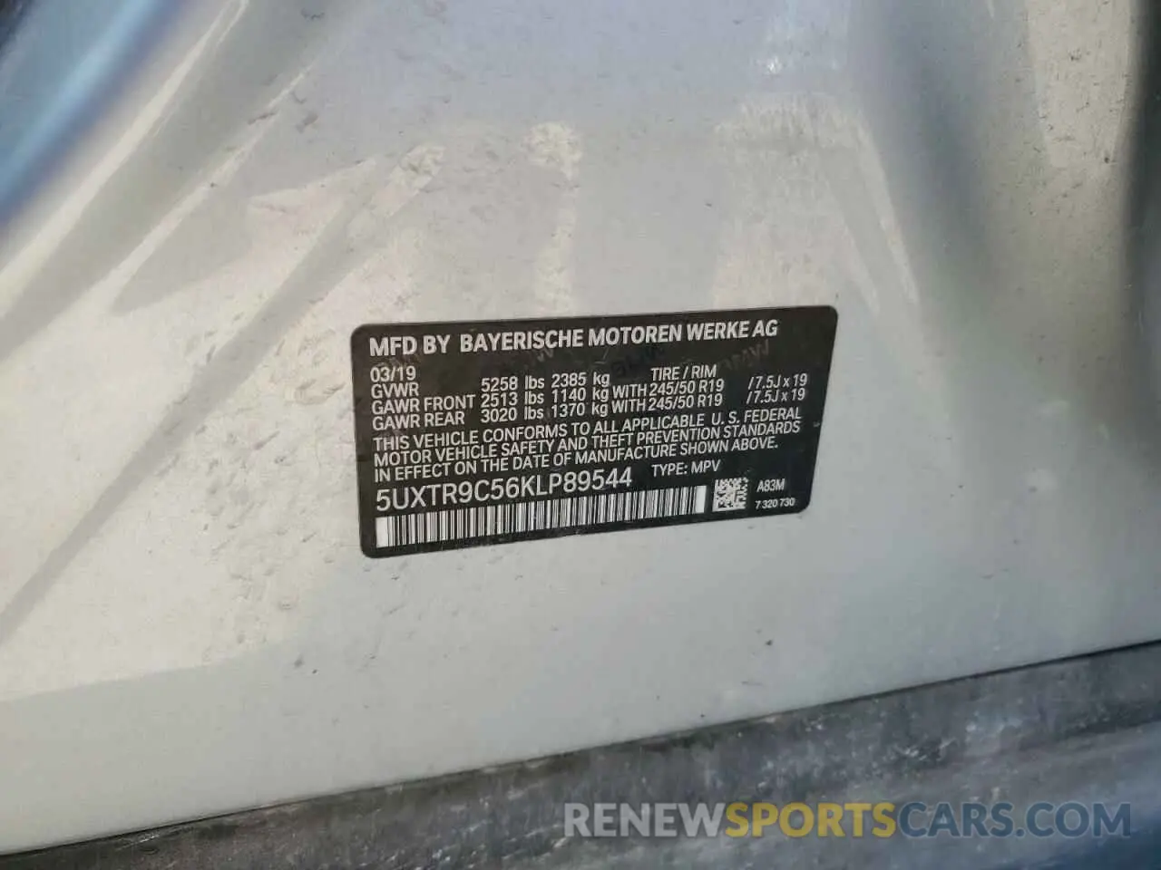 13 fotografías del automóvil dañado 5UXTR9C56KLP89544 BMW X3 2019