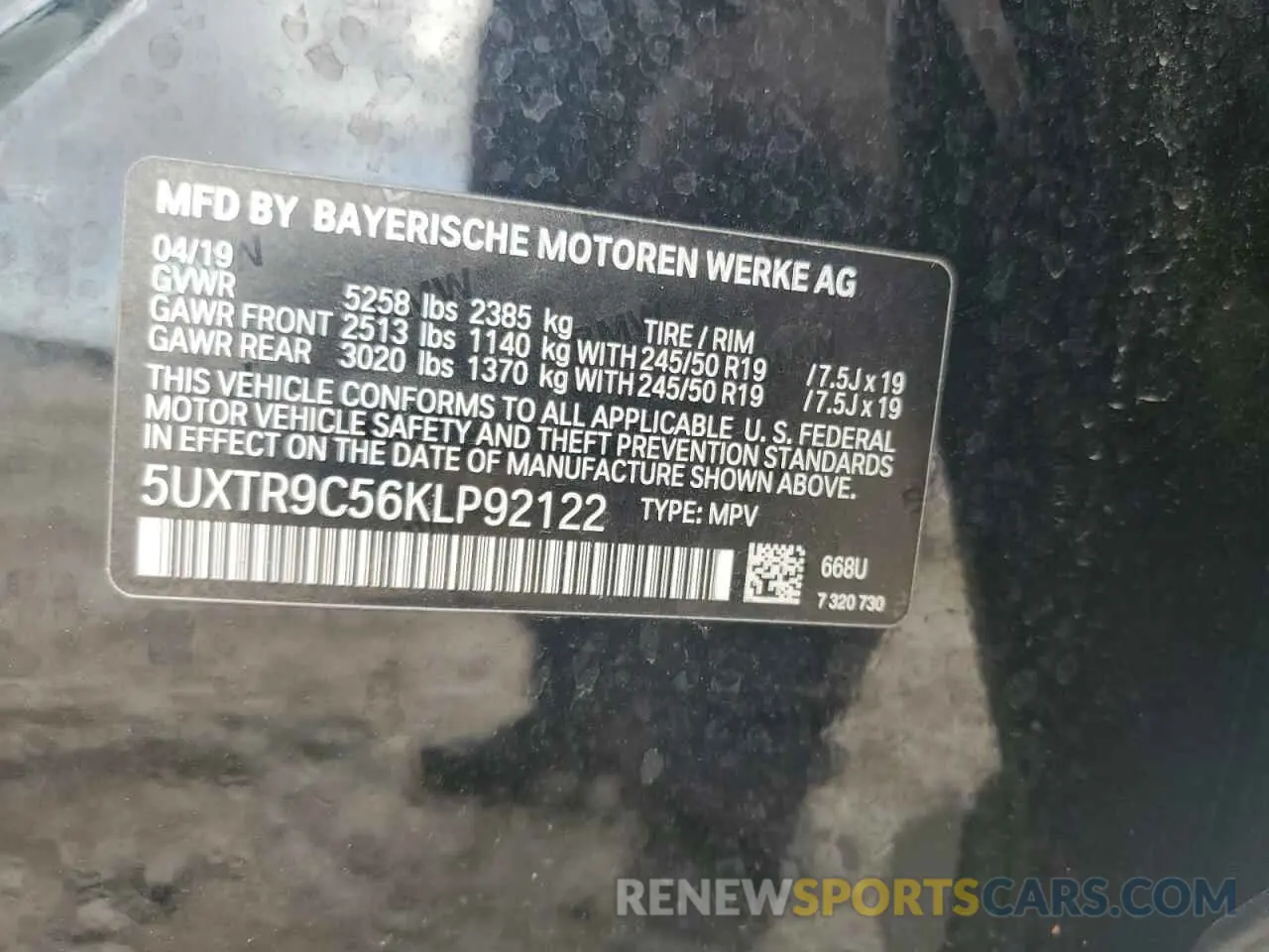 13 fotografías del automóvil dañado 5UXTR9C56KLP92122 BMW X3 2019