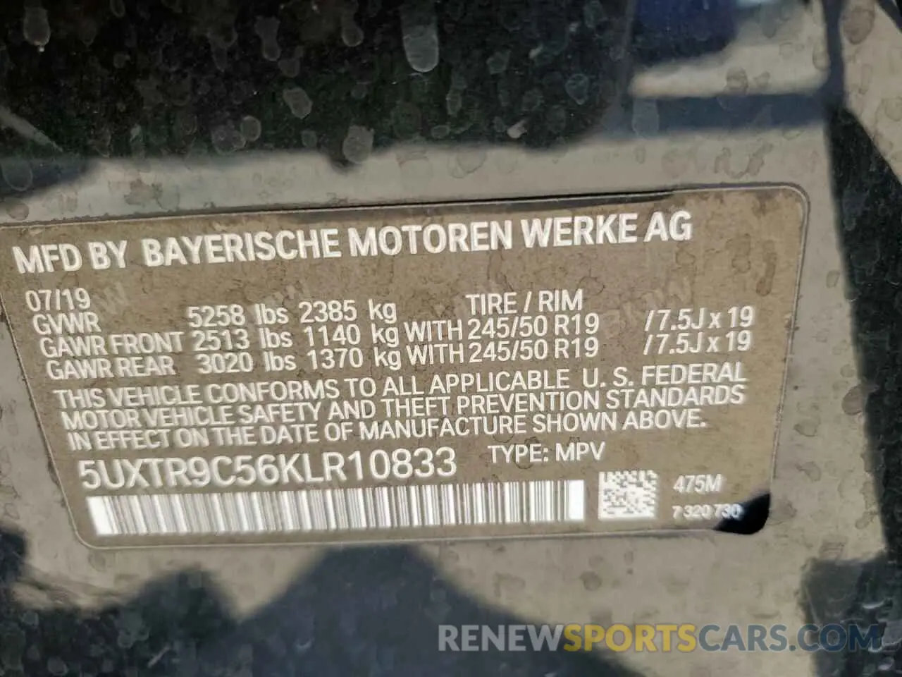 13 fotografías del automóvil dañado 5UXTR9C56KLR10833 BMW X3 2019