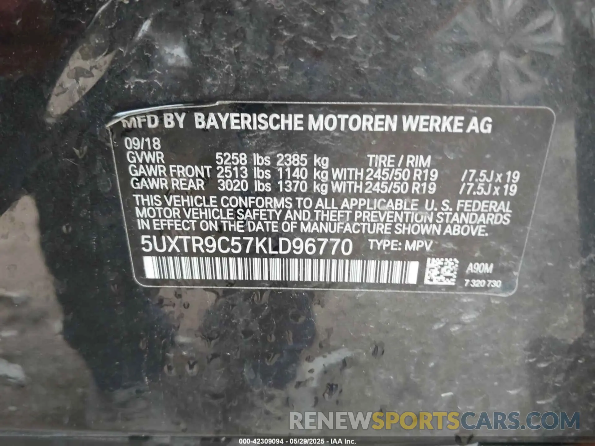 9 fotografías del automóvil dañado 5UXTR9C57KLD96770 BMW X3 2019