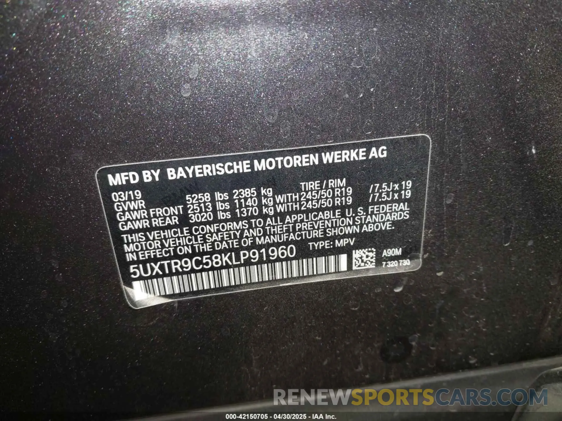 9 fotografías del automóvil dañado 5UXTR9C58KLP91960 BMW X3 2019