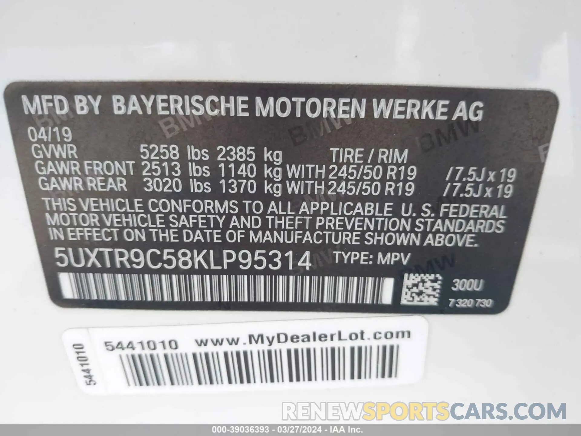 9 fotografías del automóvil dañado 5UXTR9C58KLP95314 BMW X3 2019