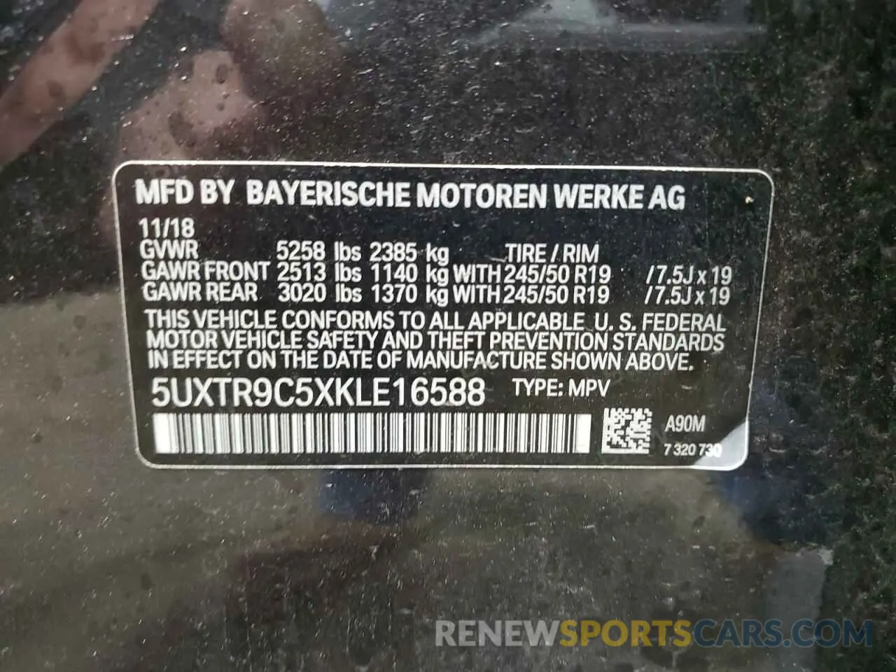 13 fotografías del automóvil dañado 5UXTR9C5XKLE16588 BMW X3 2019