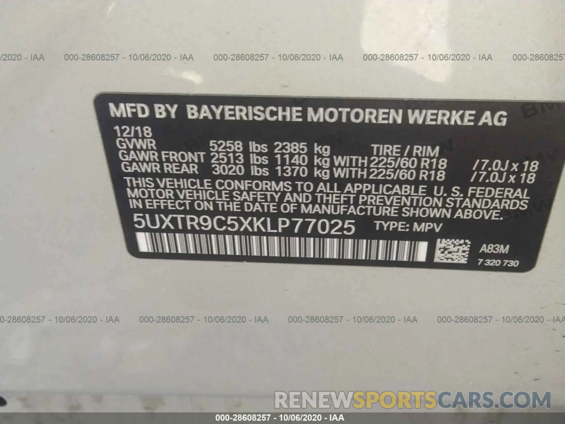 9 fotografías del automóvil dañado 5UXTR9C5XKLP77025 BMW X3 2019