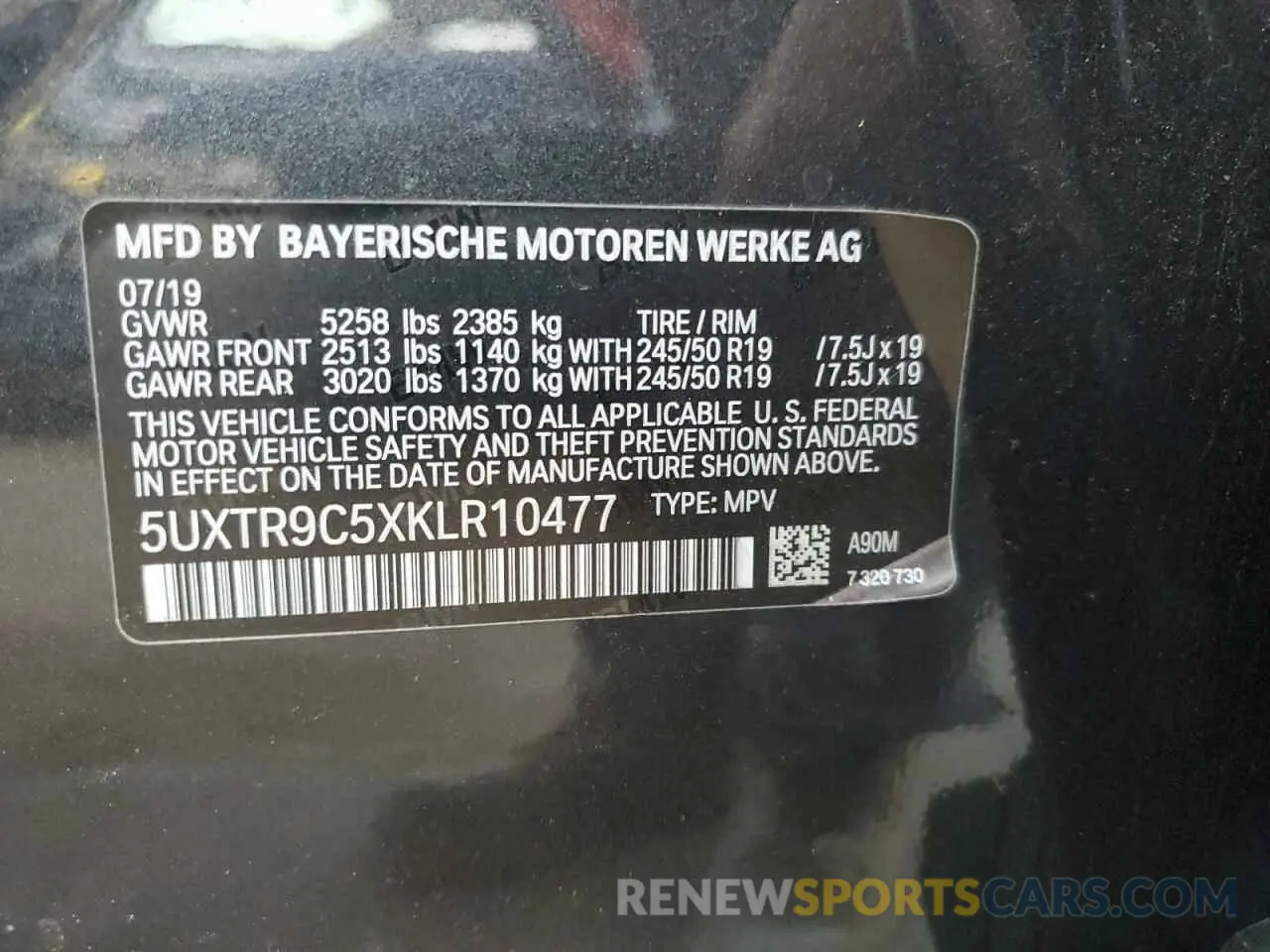13 fotografías del automóvil dañado 5UXTR9C5XKLR10477 BMW X3 2019
