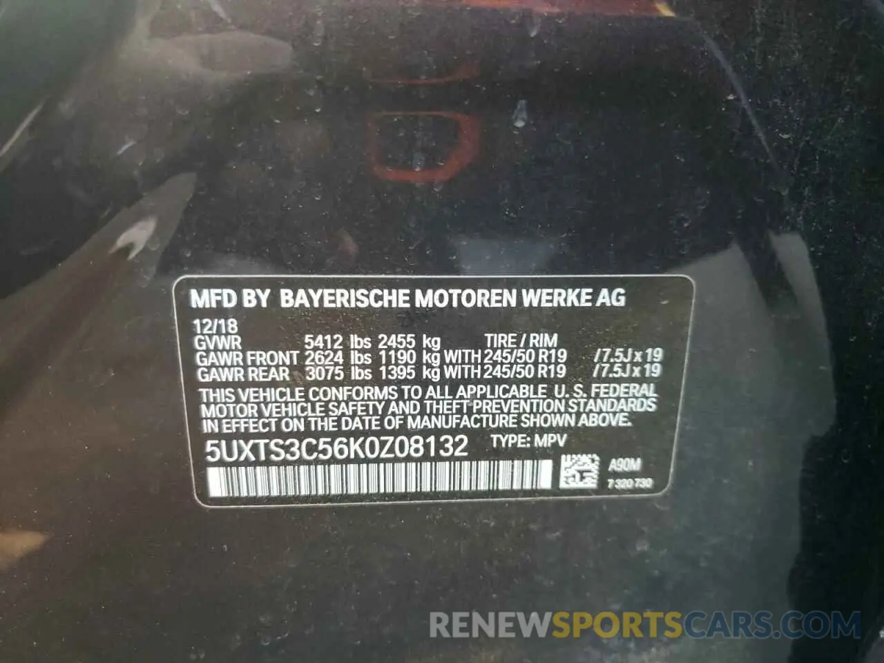 13 fotografías del automóvil dañado 5UXTS3C56K0Z08132 BMW X3 2019