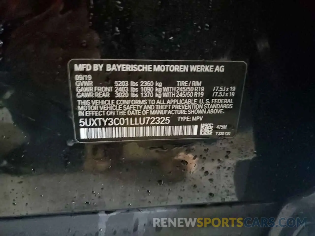13 fotografías del automóvil dañado 5UXTY3C01LLU72325 BMW X3 2020