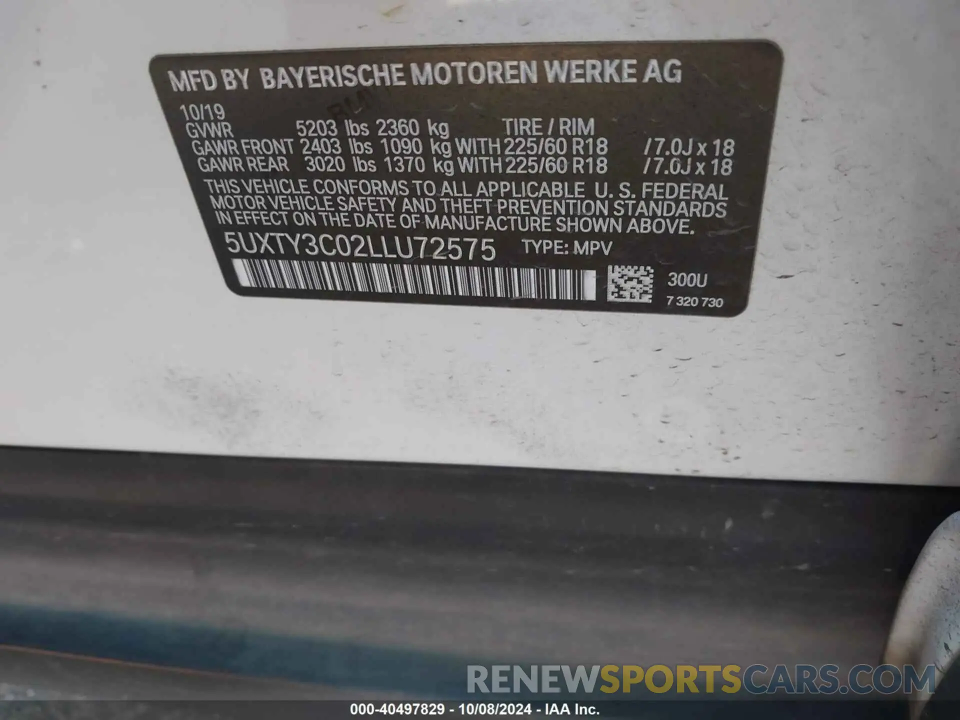 9 fotografías del automóvil dañado 5UXTY3C02LLU72575 BMW X3 2020