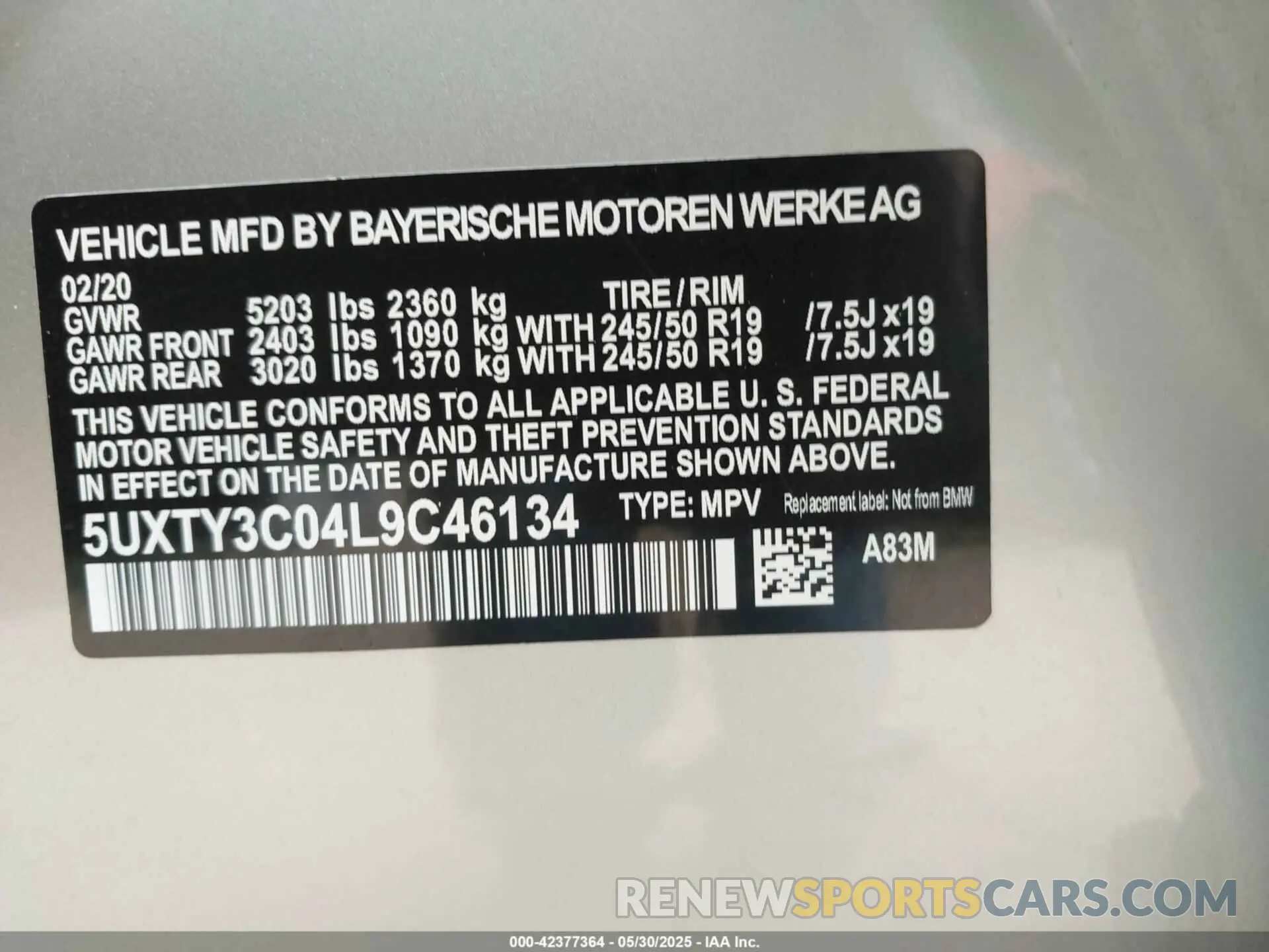 9 fotografías del automóvil dañado 5UXTY3C04L9C46134 BMW X3 2020