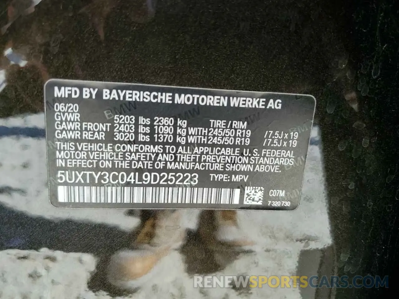 13 fotografías del automóvil dañado 5UXTY3C04L9D25223 BMW X3 2020