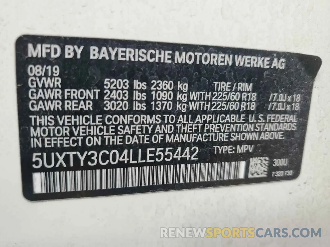 12 fotografías del automóvil dañado 5UXTY3C04LLE55442 BMW X3 2020