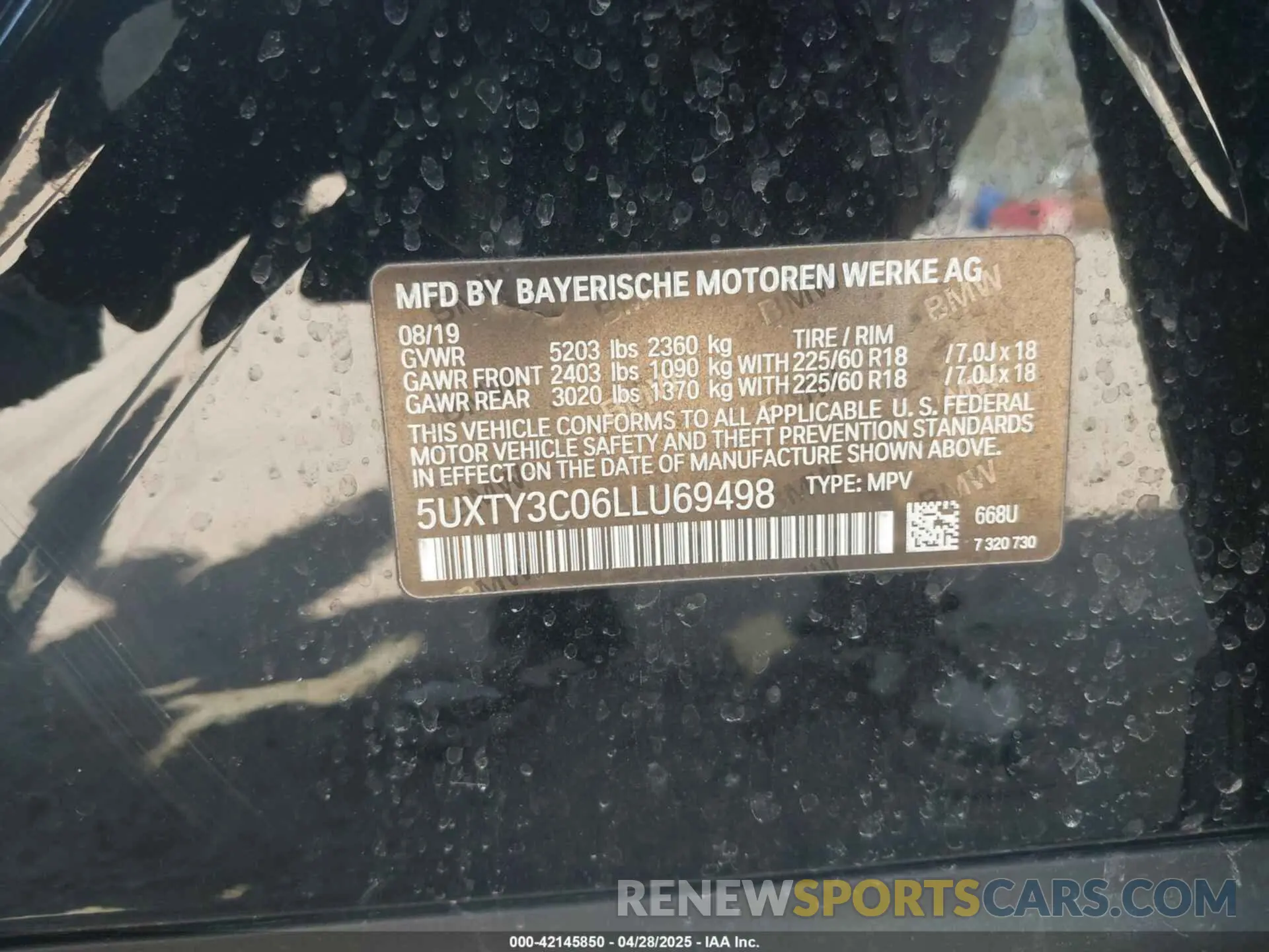 9 fotografías del automóvil dañado 5UXTY3C06LLU69498 BMW X3 2020