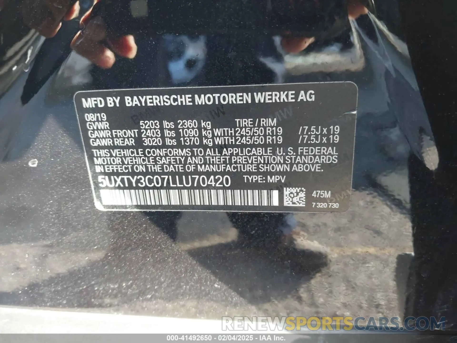 9 fotografías del automóvil dañado 5UXTY3C07LLU70420 BMW X3 2020