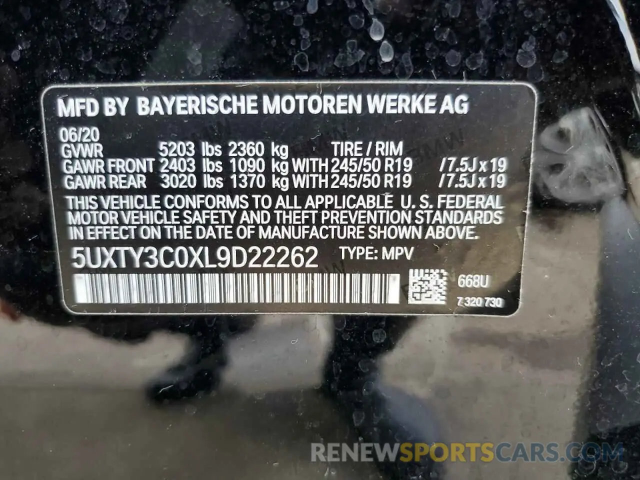 14 fotografías del automóvil dañado 5UXTY3C0XL9D22262 BMW X3 2020