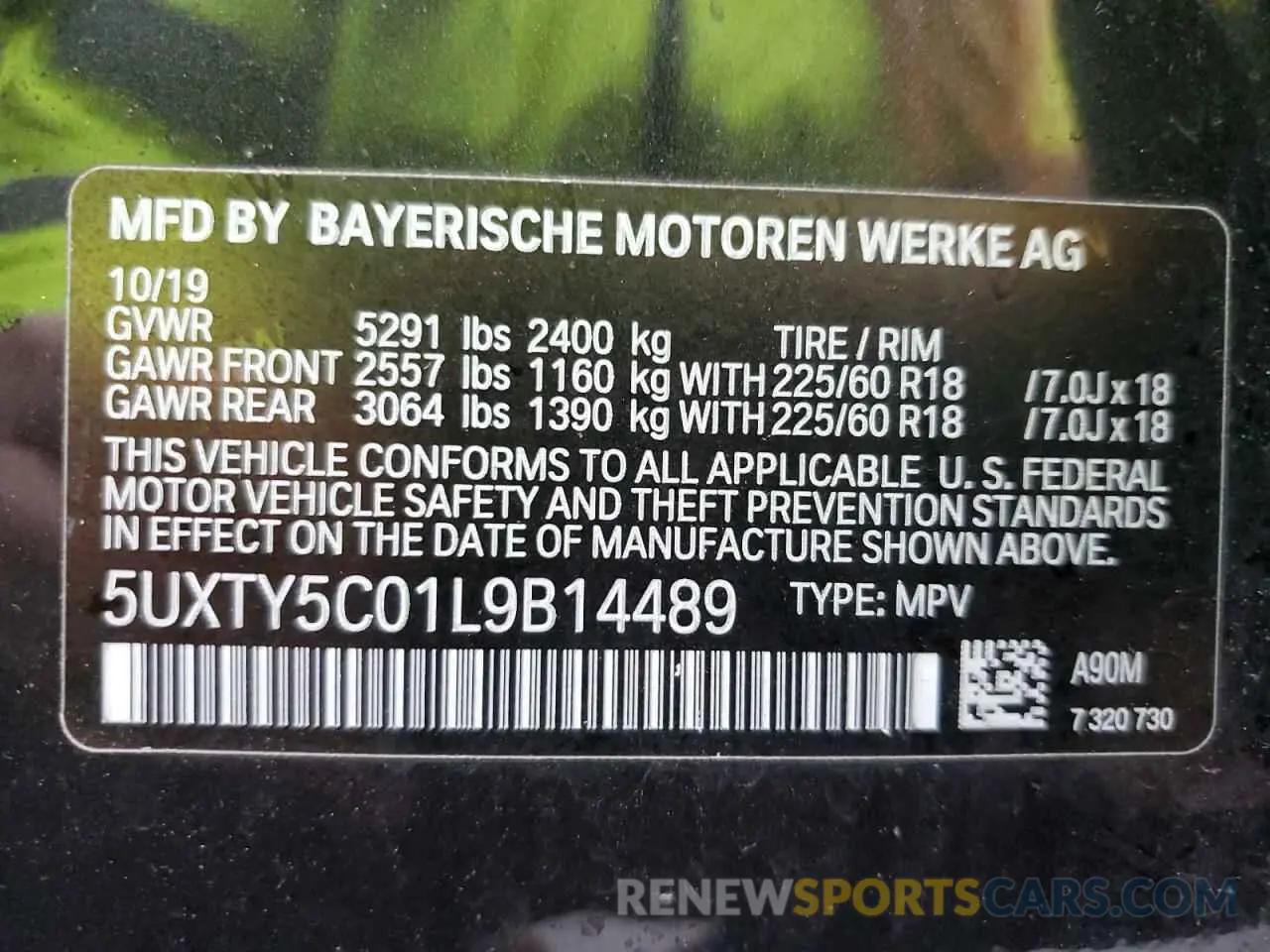 12 fotografías del automóvil dañado 5UXTY5C01L9B14489 BMW X3 2020