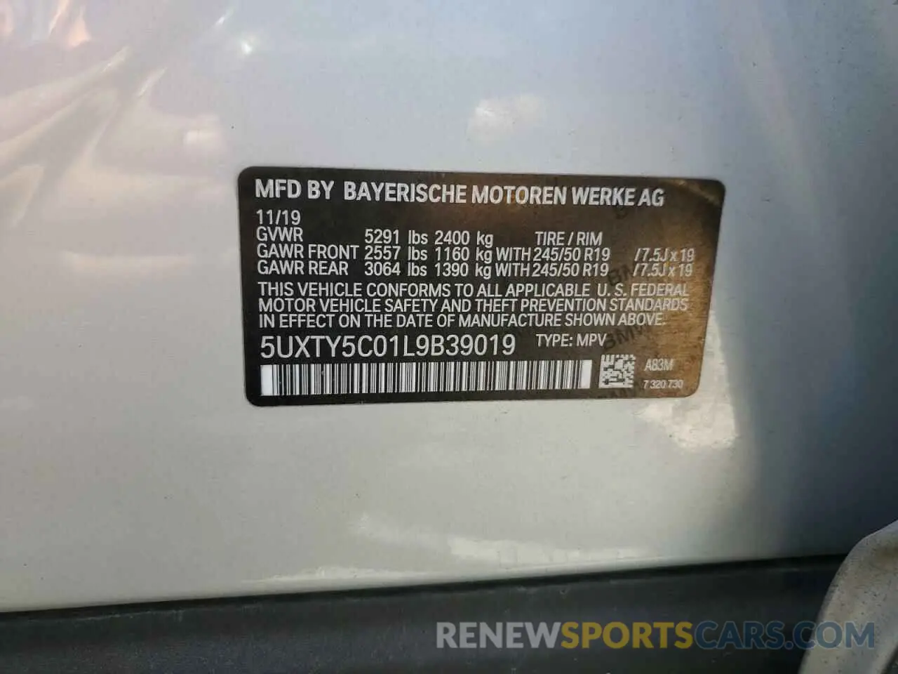 12 fotografías del automóvil dañado 5UXTY5C01L9B39019 BMW X3 2020