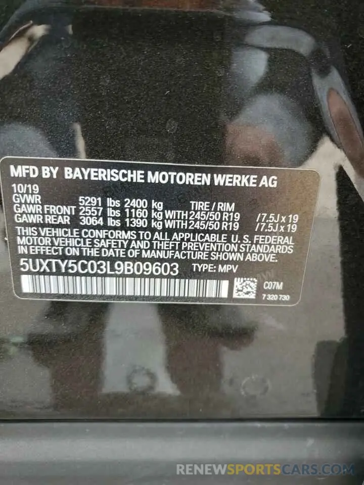 13 fotografías del automóvil dañado 5UXTY5C03L9B09603 BMW X3 2020