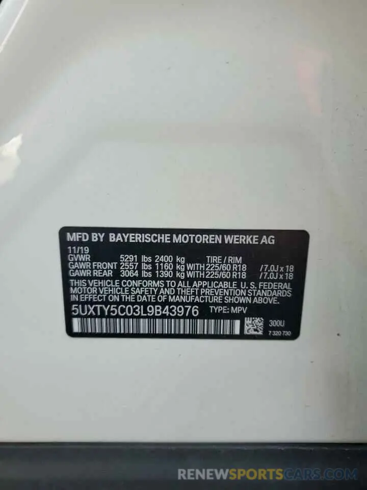 13 fotografías del automóvil dañado 5UXTY5C03L9B43976 BMW X3 2020