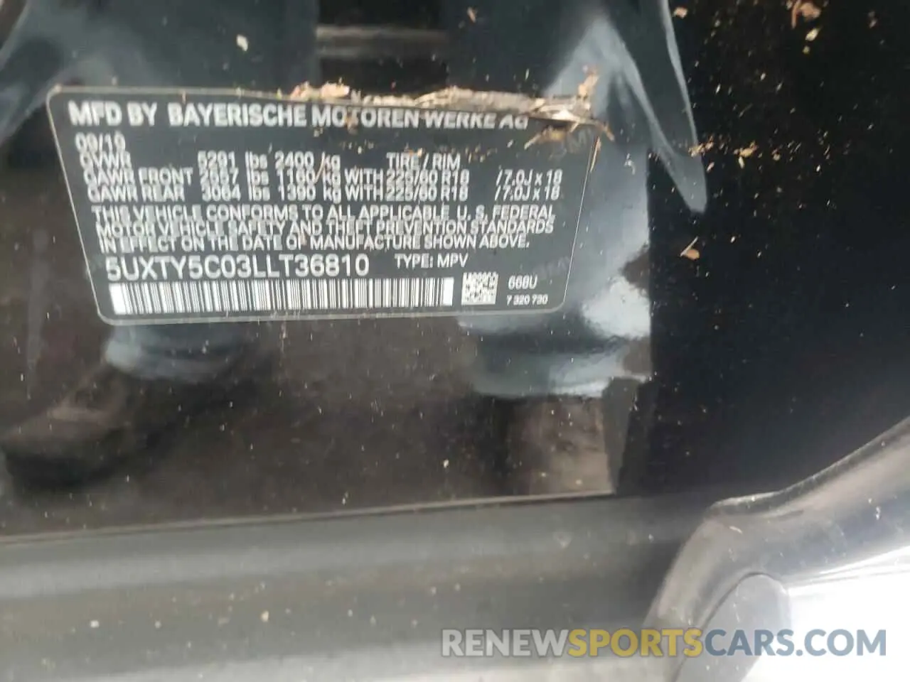 10 fotografías del automóvil dañado 5UXTY5C03LLT36810 BMW X3 2020