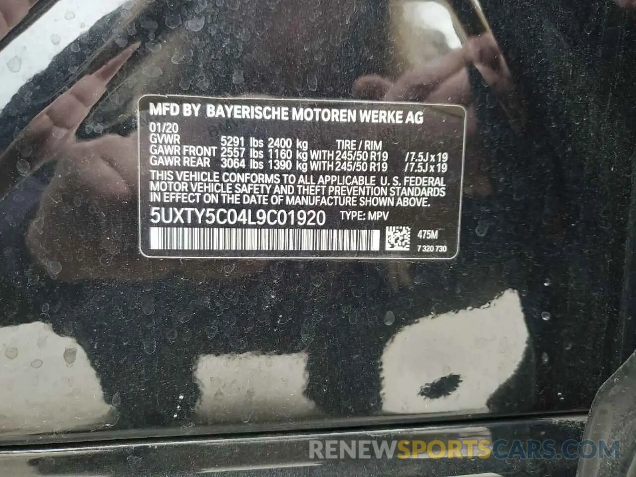 13 fotografías del automóvil dañado 5UXTY5C04L9C01920 BMW X3 2020