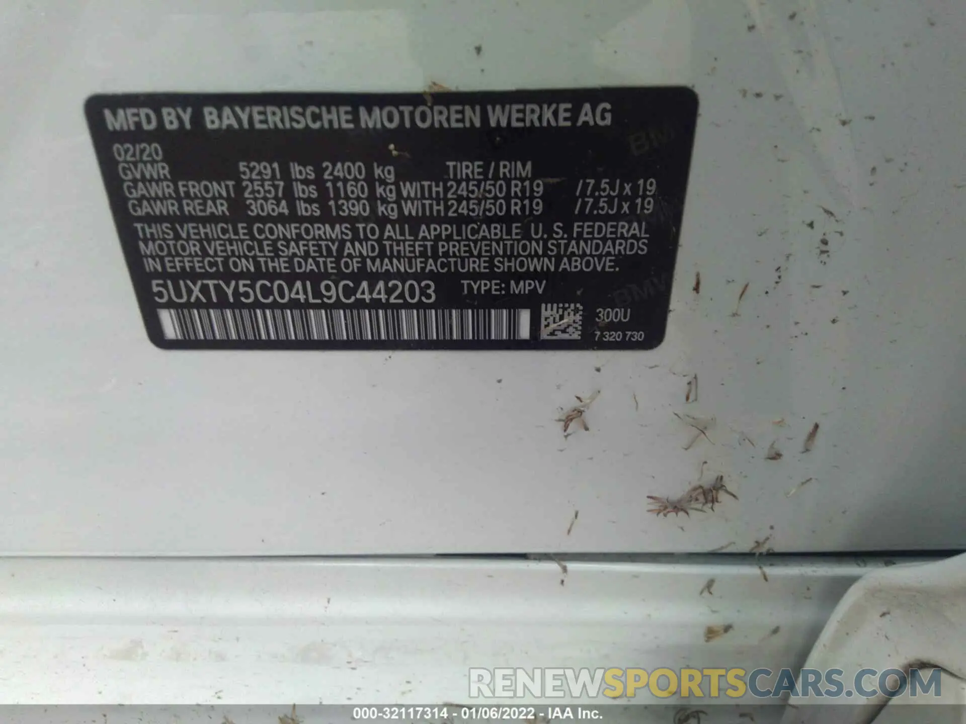 9 fotografías del automóvil dañado 5UXTY5C04L9C44203 BMW X3 2020