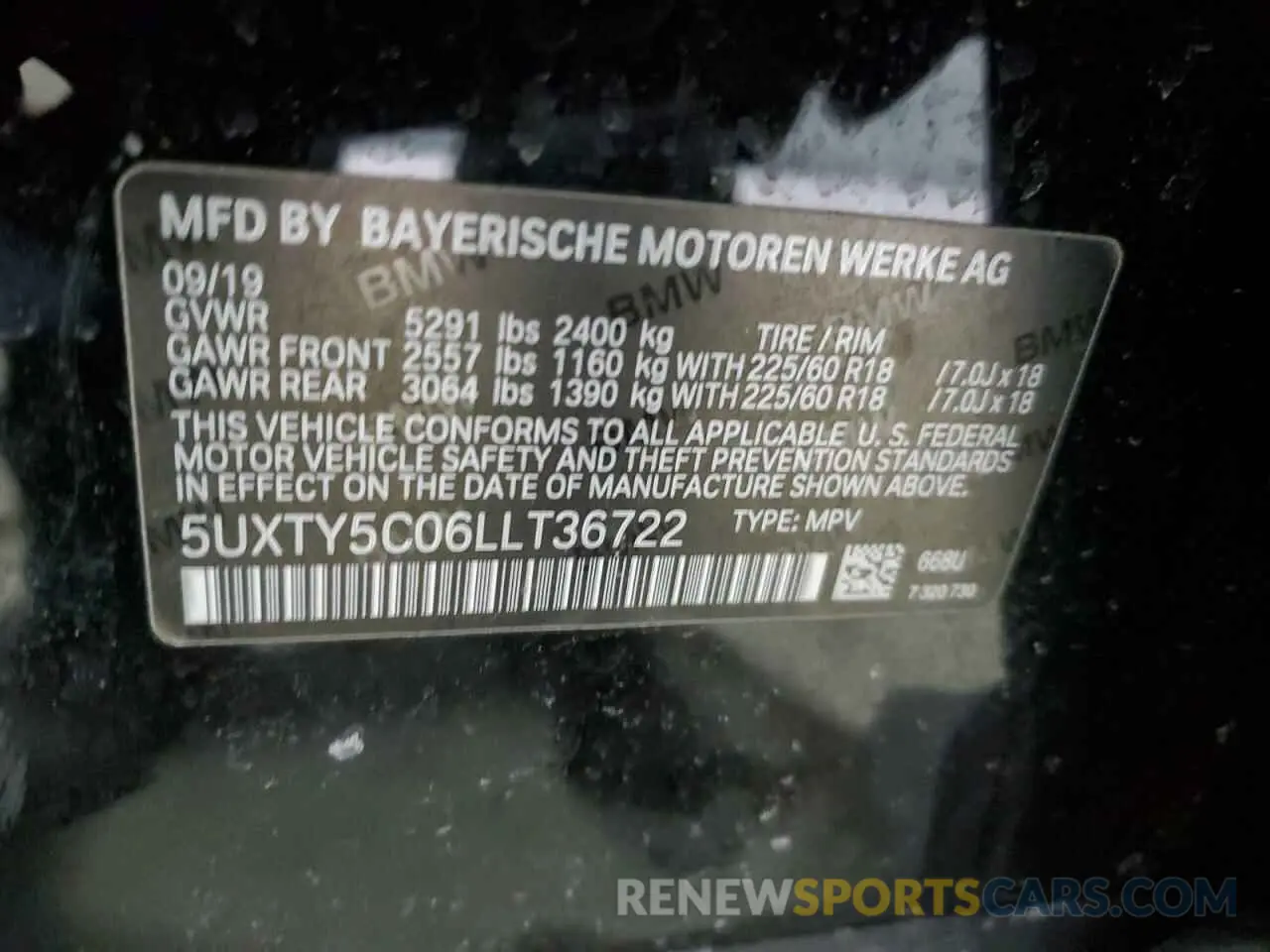 14 fotografías del automóvil dañado 5UXTY5C06LLT36722 BMW X3 2020